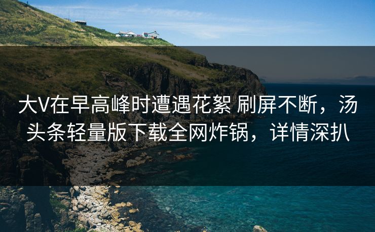 大V在早高峰时遭遇花絮 刷屏不断，汤头条轻量版下载全网炸锅，详情深扒