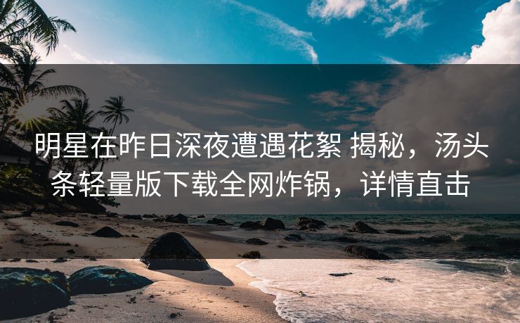 明星在昨日深夜遭遇花絮 揭秘，汤头条轻量版下载全网炸锅，详情直击