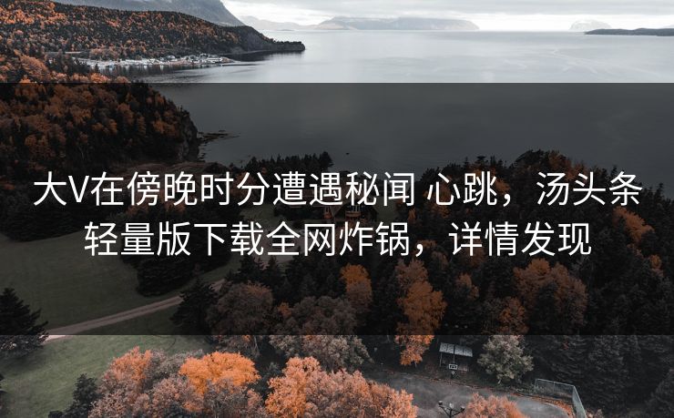 大V在傍晚时分遭遇秘闻 心跳，汤头条轻量版下载全网炸锅，详情发现