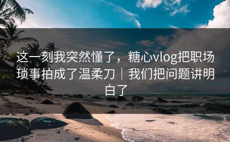 这一刻我突然懂了，糖心vlog把职场琐事拍成了温柔刀｜我们把问题讲明白了